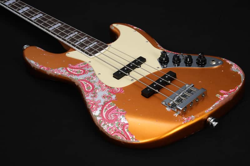 Copper Orange Metallic Over Paisley Relic 4-String J-Style Bass by Dhatarattha image 1