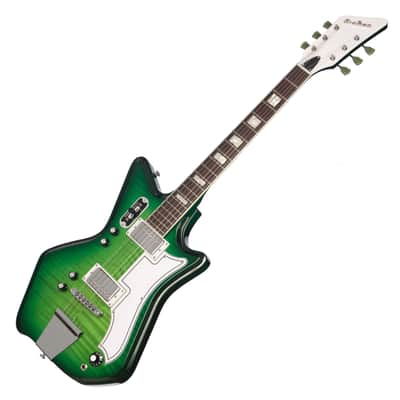 Airline Guitars Jetsons 2P FM Green Burst Flame image 6