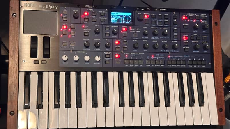 Korg Multi/Poly 37-Key Analog Modeling Synthesizer 2024 - Present - Black & Blue with Wood Sides image 1
