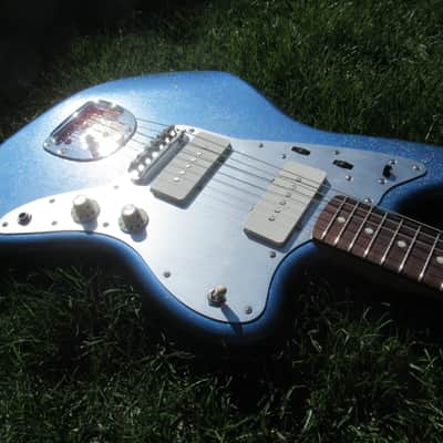 Jazzmaster Guitar 60s Style Handmade Lightweight P90 Custom Lake Placid Blue Rainbow Flake Nitro image 14