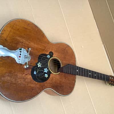 Unknown Vintage antique acoustic guitar solid wood image 10