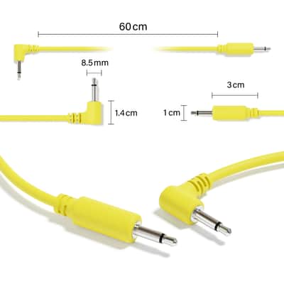 ExcelValley [Yellow | 200 cm - 78.74"] 5-Pack Hybrid Mono Modular Patch Cables TS 3.5mm 1/8" Eurorack Synth Synthesizer image 2