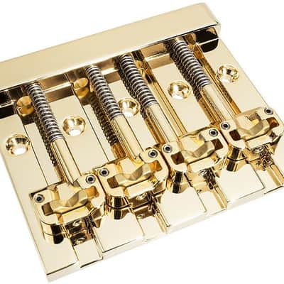 Hipshot 5K400G KickAss Bass Bridge 4-String 5-Hole Retrofits Badass Bass - GOLD image 1