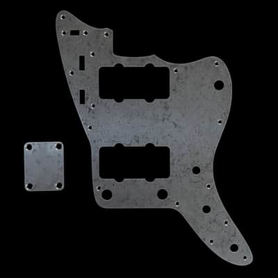 Jazzmaster Pickguard Scratchplate and Neck Plate - USA 60s Vintage - Mottled Marine Aluminium - Made-to-Order image 1