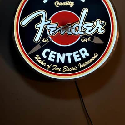 Fender Musical Instruments Service Center Round Dealer Style Light Up Clock Killer Cool Man Cave/Garage/Bar Item image 3
