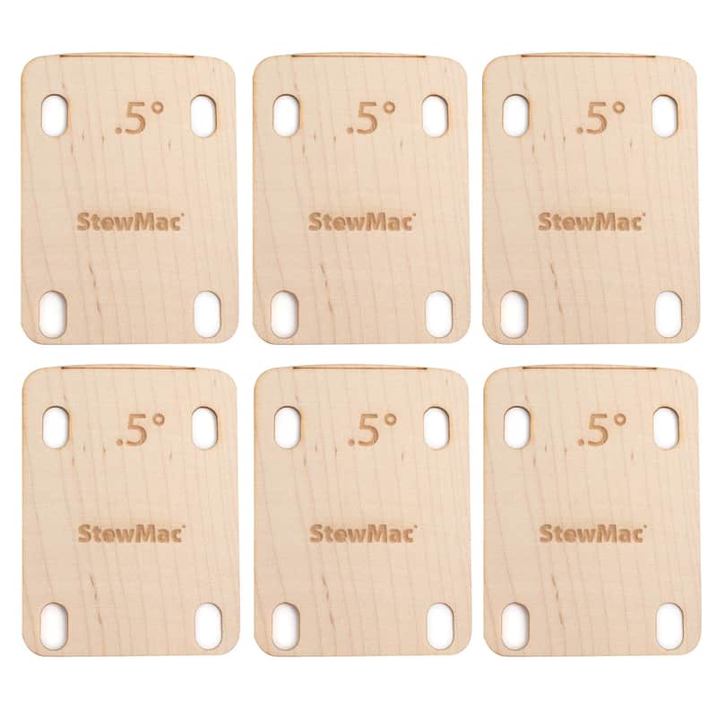 StewMac Neck Shims for Guitar, Shaped - 6 Pack of 0.50 Degree Shims image 1