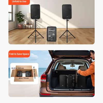 Vevor 2 X 8 in Speakers Portable PA System 300W Mixer Bluetooth Mic for DJ Party image 2