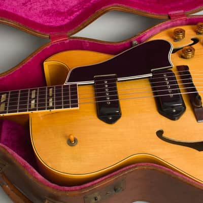 Gibson ES-175DN Arch Top Hollow Body Electric Guitar (1954), ser. #A18227, original brown leather covered hard shell case. imagen 13