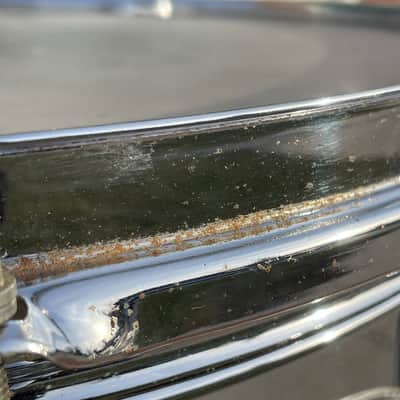 1960s Rogers 5x14 Dyna-Sonic 5-Line Snare Drum Chrome Over Brass Dynasonic COB image 14