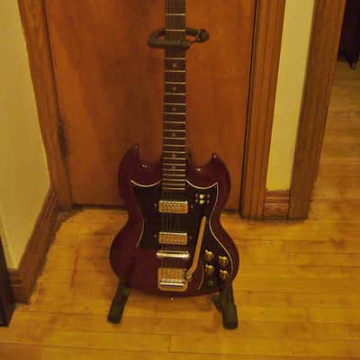 Vintage 70's Raven Electric Guitar Matsumoku Japanese SG-Style Wine Red w/Vibrato image 1