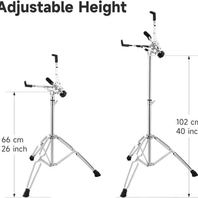 Tall Adjustable Snare Drum Stand with Drumstick Holder – 26"–40" Height, Double-Braced Stand for 10"–14" Drums & Practice Pads image 2