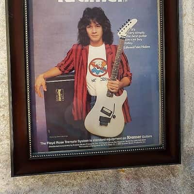 1984 Kramer Guitars Color Promotional Ad Framed Eddie Van Halen Beretta Original