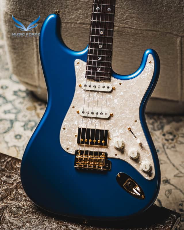 Don Grosh 30th Anniversary Limited Edition NOS Retro SSH-Lake Placid Blue w/Highly Figured 5A Roasted Birdseye Maple Neck, Indian Rosewood Fingerboard & Gold Hardware image 1