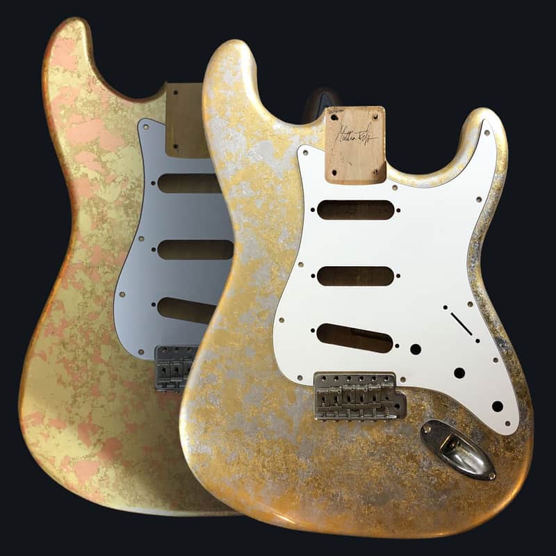 Made to Order - FRANCHIN Mercury guitar body Impressionist METALLIC LEAF (Gold/Silver/Copper/Bronze texture) Basswood Poplar Stratocaster-Strat-S-Style Made in Italy image 1