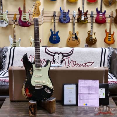 Fender Custom Shop 1960 Stratocaster Heavy Relic Aged Black over 3 Tone Sunburst 7.65 lbs image 6