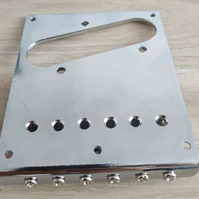 Chrome bridge-tailpiece for Telecaster, 6 zinc saddles image 3