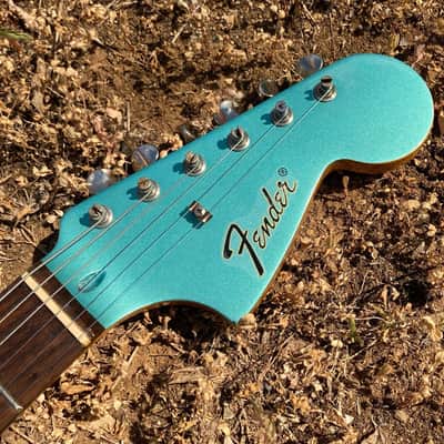 Fender/Warmoth Jag-Stang (w/ Contours) - Teal Green Metallic RELIC by Copacetic Customs image 3