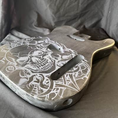 MH Customs Skull Forge – Black & Machine Grey T-Style Body // Veteran Built 2026 - Nitrocellulose Gloss image 5