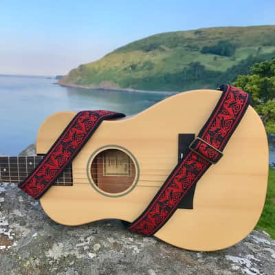 Vtar Red Celtic Beast Guitar Strap Handmade with Vegan Leather image 1