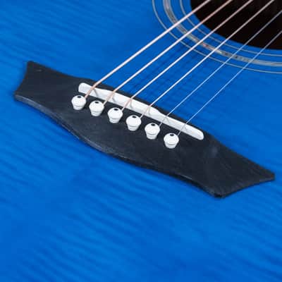 Washburn EA15 Festival Series Mini Jumbo Cutaway Acoustic Electric Guitar - Flame Transparent Blue (EA15TBL-U) image 12