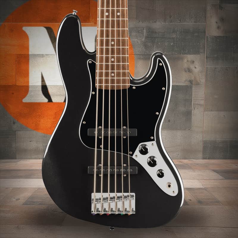 Squier Affinity Series Jazz Bass VI - Laurel Fingerboard - Black Pickguard - Black Metallic image 1