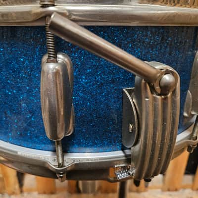Slingerland 5.5"x 14" Super Gene Krupa Snare Drum - Blue Sparkle Pearl image 11
