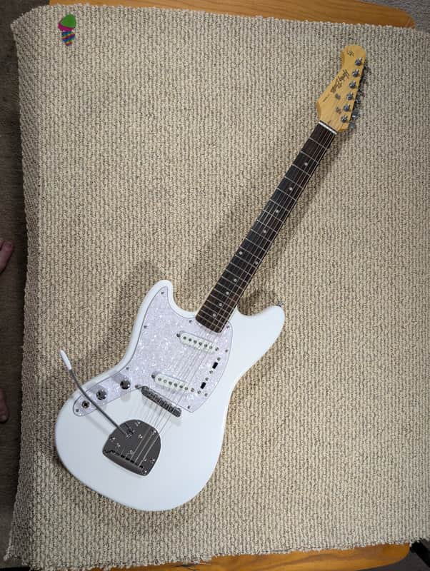 Harley Benton MS-60LH Left Hand Lefty Mustang Style Guitar Vintage White image 1