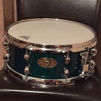 Premier Artist Maple Snare Drum 1990's Beautiful Green Stain image 5