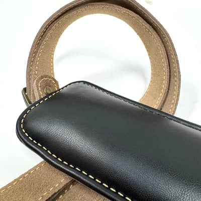 Walker & Williams C-19-DBRN Distressed Brown Finish Leather Vintage Slash Strap Extra Long image 3