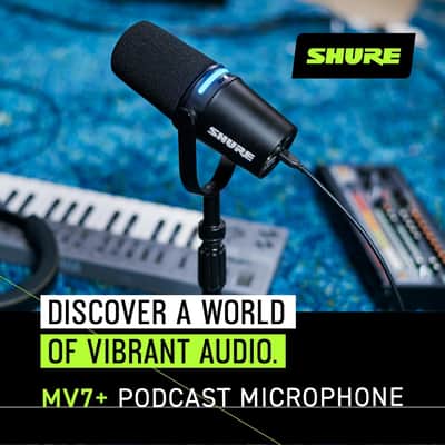 Shure MV7+ Podcast Dynamic Microphone with Stand USB-C+XLR Outputs OBS Certified image 4