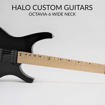 Halo Custom Guitars Octavia 6 String Wide Neck Bare Knuckle Black Hawks Hipshot Fixed Bridge image 5