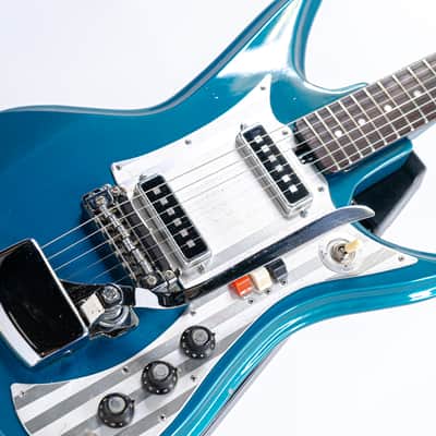 60s Teisco Del-Ray ET-230 Sharkfin Guitar Lake Placid Blue w/ Bridge Mute, Vibey Design image 5