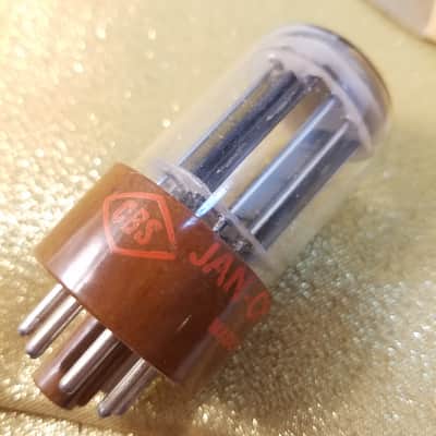 CBS perfect Matched Pair (2) JAN-CHY-5692 tNOS AT1000 TESTED Vacuum Tubes military brown base premium like 6SN7 dual triode 1956-1958 image 11