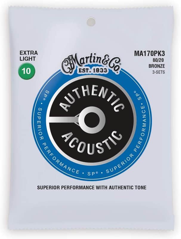 Martin MA170 Authentic Acoustic SP 80/20 Bronze Acoustic Guitar Strings - Extra Light (.10 - .47) image 1