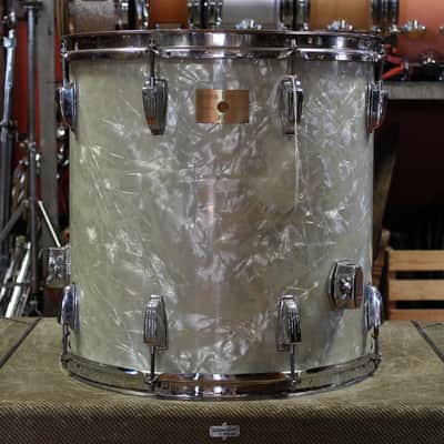 00s Lawton Drum Company 8x12 Tom and 16x16 Floor Tom in White Marine Pearl image 6