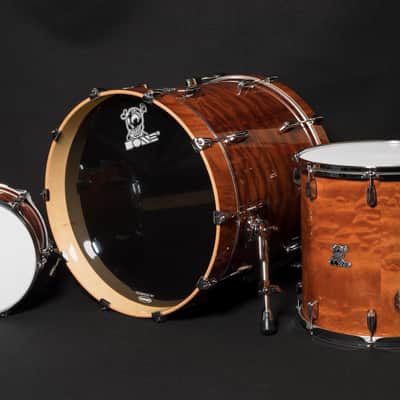 BONE Drums - maple drum set 22/16/12 , Curly Mahogany high gloss lacquer image 2