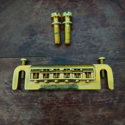 Leo Quan Badass Wraparound Guitar Bridge with SAE Locking Studs GOLD (USED) "Made In Germany" image 3