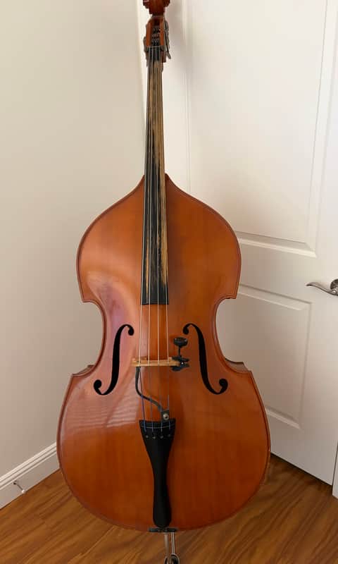 Vintage Reghin Romania 3/4 Upright Bass c. 1950s, Well Set Up + Bag/Pickup/Stand image 1