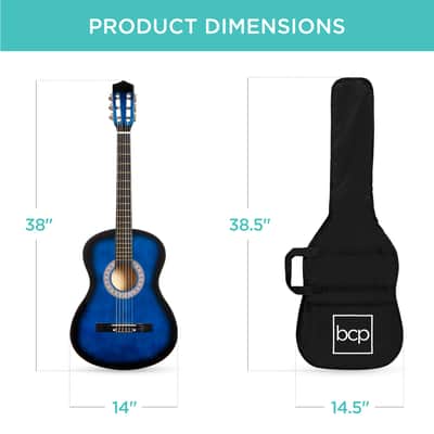 Best Choice Products Beginner Acoustic Guitar Set w/ Case, Strap, Strings - 38in-Pink image 7
