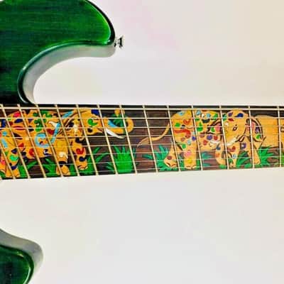 8 String Fanned Fret Electric Guitar Handmade by Blueberry Guitars Elephant Motif image 4