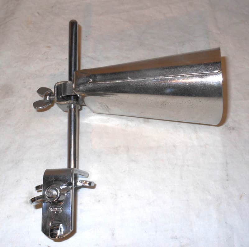 Vintage 1967 Golden-Tone Cowbell + Ludwig Chrome Plated Cowbell Holder image 1