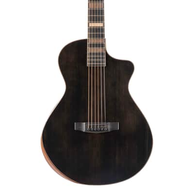 Cort MODERNBLACK Modern Concert Body Venetian Cutaway Solid European Sitka Spruce Top Walnut Reinforced Mahogany Neck 6-String Acoustic-Electric Guitar w/Hard Case image 8