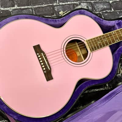 Epiphone J-180 LS Jumbo Ac/El Inspred by Gibson Pink w/Case Auth Dlr #266 image 10