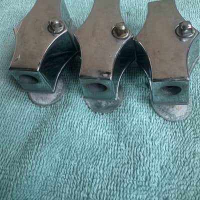 Fibes Lot of 3 Floor Tom Drum Leg Mount Bracket - 7/16” 70s - Chrome image 1
