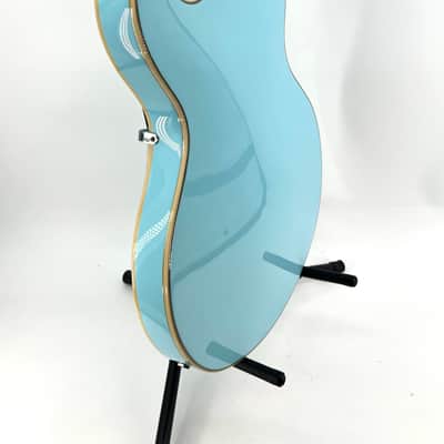 D'Angelico Premier DC Semi-Hollow with Stop-Bar Tailpiece 2021 - Sky Blue with D'Angelico Gig Bag image 12