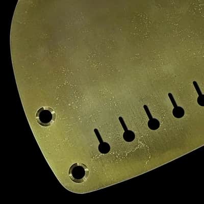 Jazzmaster Jaguar Hardtail Bridge Conversion Plate - 52mm String Spacing - Aged Brass image 2