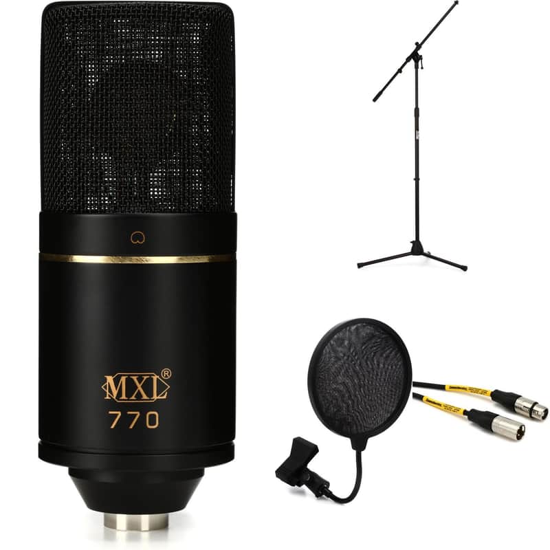 MXL 770 Large-diaphragm Condenser Microphone with Boom Stand  Pop Filter  and Microphone Cable image 1
