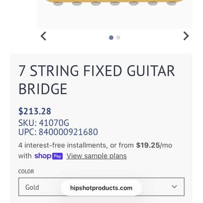Hipshot 7-String Fixed Guitar Bridge - .125" 2020s - Gold image 1