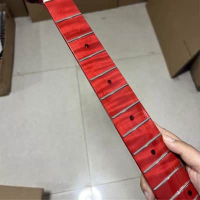 22 fret Red flame Maple Electrick Guitar neck gloss 25.5 in for parts image 1
