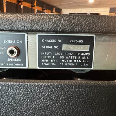 Music Man 212 Sixty-Five 2-Channel 65-Watt 2x12" Guitar Combo 1974 - 1979 - Black image 10
